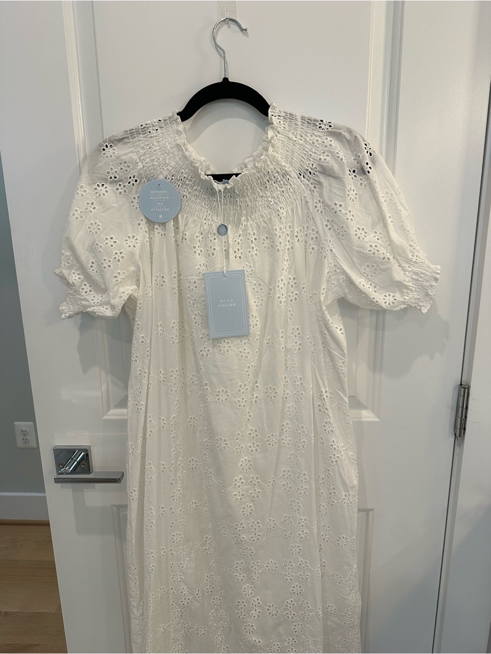 NWOT Hill House White Eyelet Midi Dress